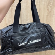 YSL 黑尼龍黑釦肩斜背旅行袋581374