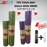 J&amp;S Authentic TPE Yoga Mat (Extra Wide) 183*80*0.8 CM Non Slip Free Yoga bag and strap. Big yoga mat
