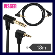 WSGER 6ft 6.35mm 1/4" Mono Male to 3.5mm 1/8" TS Mono Plug 90 Degree Right Angle Plug Adapter Audio Cable Cable 1.8m NTRJN