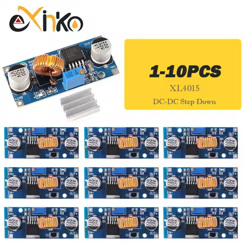 1-10pcs 5A DC-DC Step Down Adjustable Power Supply Module Lithium Charger XL4015 4~38V 96% 5A DC adj