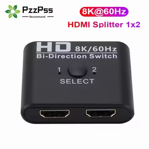 2 Ports Bi-Direction HDMI-compatible Video Switcher High Speed 8K 60Hz HDMI Splitter 2 in 1 out HDMI