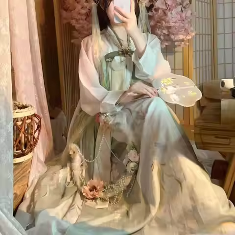 Traditional Hanfu Woman Tang Dynasty Hanfu【Sijin】- Affordable Qixiong Ruqun Dress with Floral Print 