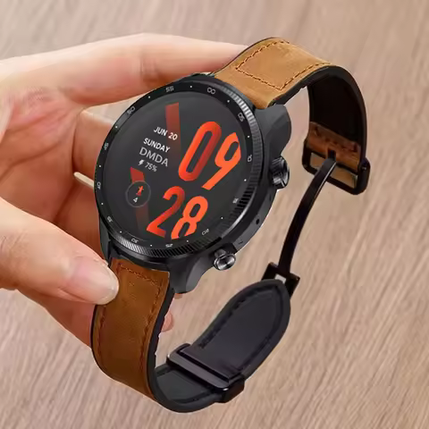 20mm 22mm Silicone Leather Strap For TicWatch Pro 3 Ultra Magnetic Bracelet For Ticwatch Pro/GTH S2 