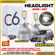 💡 Naza Citra ( Head Lamp ) C6 LED Light Bulb Car/Motor Headlight Auto Head light Lamp H4 6500k White