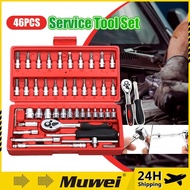 46PCs Ratchet Screwdriver Set Hand Tool Kit Combination Socket Wrench Set Ratchet Spanner Tools Set 
