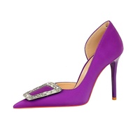 Bigtree 9cm Stiletto Heels with Metallic Rhinestone Buckles - Perfect for Formal Events