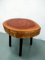 100% Solid Wood Slab Stool & Side Table With Metal Leg 15 - 17 Inch (Round Shape) Unique Design Slab