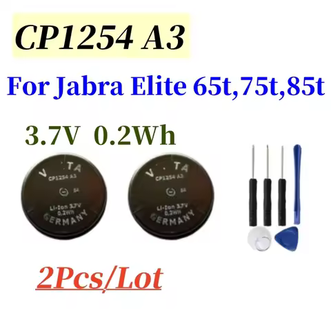 2pcs/Lot New 3.7V Li-ion CP1254 A3 ForVart 55mAh CP1254 A3 Battery For Jabra Elite 65t 75t 85t Earph