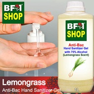 Anti Bacterial Hand Sanitizer Gel with 75% Alcohol  - Lemongrass Anti Bacterial Hand Sanitizer Gel - 1L
