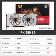 SJS Video Card Rx 580 8G 256Bit 2048SP GDDR5 AMD GPU Graphics Cards Gamer Rx580 8Gb Mining Rx580 Dis