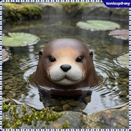 [tenlzsp0] Otter Head Ornament Realistic Garden Decor Yard Art Brown Finish for Pond