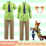 Nick Wilde Cosplay Costume Zootopia Green Shirt Pants Set For Kids Boy Adult Man Halloween Christmas
