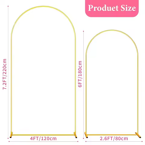 Metal Gold Wedding Arch Stand 1PCS 3.9FT 5.9FT 7.2FT Wedding Arch Frame Backdrop Ceremony Birthday P