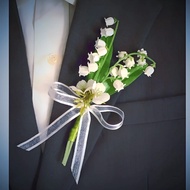 White Linh lan groom's corsage, bridal corsage, event corsage, event corsage