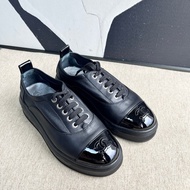 99新 Chanel香奈兒厚底樂福鞋 36.5碼 黑色 漆皮拼牛皮 厚底約4cm 百搭