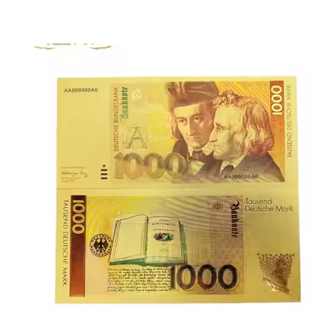 10pcs/lot Nice Deutsche Mark 1,000 Mark Banknote in 24K Gold Plated For Collection