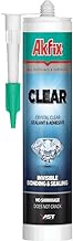 Akfix Clear Elastic Adhesive Sealant - AST Hybrid Polymer Clear Sealer, Construction Adhesive for Stone, Concrete and Steel, Bonding on Transparent Building Materials | 1 Pack, 9.8 Oz. Cartridge