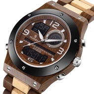 SENORS W268 Sandalwood Men's Watch Fashion Double Display Multifunctional Quartz Men's Watch