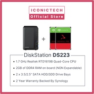 Synology DS223 2-Bay DiskStation Ironwolf Pro 2TB~32TB Nas Enclosure Kits