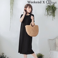 SG LOCAL WEEKEND X OB DESIGN CASUAL WORK WOMEN CLOTHES SHORT SLEEVE RIBBED MIDI DRESS 2 COLORS S-XXXL SIZE PLUS SIZE