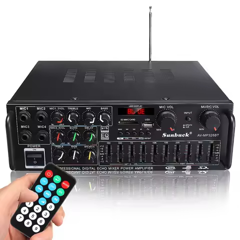 2000W 5.0 bluetooth 2 Channel Audio Power HiFi Amplifier 326BT 12V/220V AV Amp Speaker with Remote C