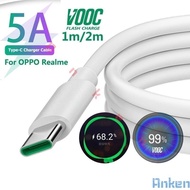 2M 5A VOOC Charger USB Type-C Cable 33W Fast Charge Data Cord for Oppo R9s R11 R17 Reno Super VOOC H
