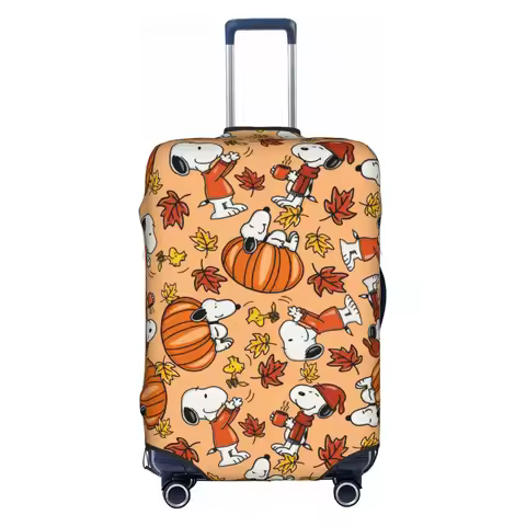 Custom Halloween Snoopy Woodstock Pumpkin Suitcase Cover Washable Luggage Covers Protector for 18-32
