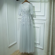 Bridesmaid Formal Dress - Wedding Event | Mid-Sleeve V-Neck Long gown