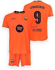 FCB FC Barcelona Lewandowski Set of 3 Children's Jersey and Trousers 2025-26, Official Replica Junio