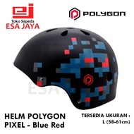 Helm Polygon PIXEL Batok Helmet Sepeda BMX Urban - Blue Red - Size L