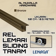 Sliding Wardrobe Door Rail LAS 75 LENAGA [50 CM] | Aluminum Embedded Rail | SD Wheel Pair Rails - 75