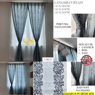 PCdecor Hook Type Modern Langsir Curtain Semi Blackout Langsir Pintu Door Curtain Ready Stock In Malaysia