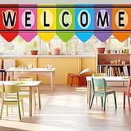 gisgfim 7Pcs Colorful Crayon Classroom Welcome Curtains Back to School Window Curtains for Kindergar
