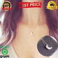 Women's crescent moon necklace silver gold plated titanium korean chain, women's necklace moon neckl