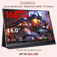 【Local delivery】ZOOMEDIN 2.5K Portable Monitor 165/120/60HZ QHD 16 inch Monitor Flicker-Free USB-C S