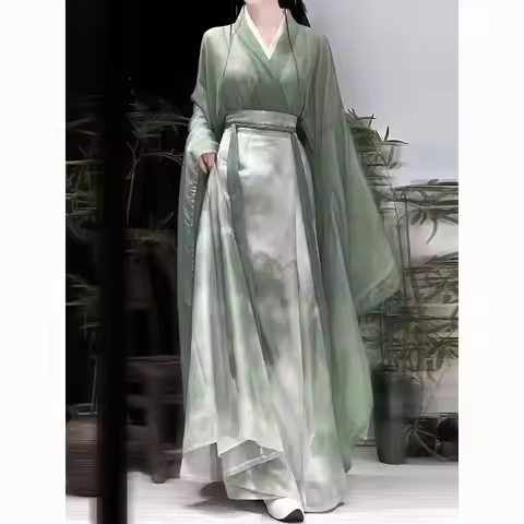 Ancient Chinese Woman Elegant Hanfu Cosplay Stage Oriental Style Costume Retro Weijin Chinese Tradit