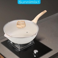 [Sunnimix1] 24cm Deep Frying Pan Non Stick with Lid Cookware for Gas, Glass, and Electric Flat Bottom Versatile Chinese Wok