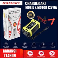 PROMO taffware charger aki 12v 6a lcd alat cas aki motor dan mobil taffware charger aki mobil motor