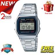 （สิงค้าขายดี）คาสิโอCasio นาฬิกาข้อมือผู้หญิง/ชาย สายสแตนเลส สายสเตนเลส รุ่น A158 จัดส่งพร้อมกล่องคู่