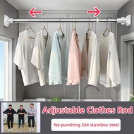 【HOT】[Can Be Folded And Hung Up To 40 Pieces Of Clothing When Not In Use]Adjustable drilling free clothes drying rod No punch Telescopic Rod Wardrobe Rod Hanger Rod  Clothes Rod