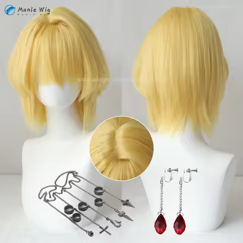 Anime Kurapika Wigs Short Golden Kurapika Kurta COS Wig Kurapika Cosplay Rings Chain Accessories Hea