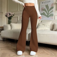Seluar Bootcut Woman Slack Wanita High Waist Long Pants Perempuan Casual Flare Pant with Pockets Pal