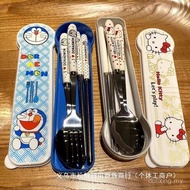[Free Shipping] Cute Cartoon Fork Chopsticks Spoon Set Office Workers with Rice Students Portable Tr