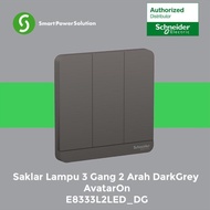 Schneider 3 Gang 2 Way Dark Grey Avataron Switch, E8333L2Led_Dg