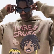 【M-8XL】American Retro Hip-Hop Cartoon Print Plush Velvet Oversized Hoodie Jacket