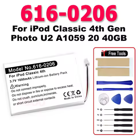 Replacement Battery 616-0206 616-0183 For Apple Ipod Classic 4th Gen / Photo U2 A1059 20 40GB Accumu