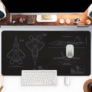F-22A Raptor Blueprint Mouse Pad Aircraft Design Mousepads Extended Large Desk Mat With Stitched Edg