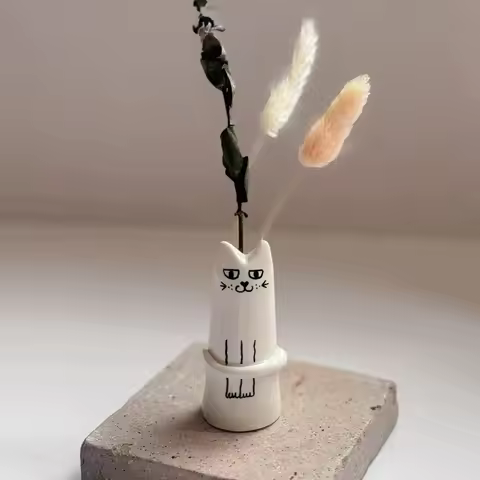 Ins Style Creative Cat Flower Vase Home Courtyard Decoration Ornaments Study Bedroom Decoration