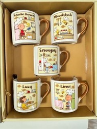 Snoopy 史努比陶瓷杯 一套五隻 woodstock charlie brown lucy linus
