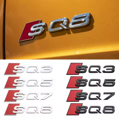 3D ABS Adhesive Black Car Trunk Number Letters Sticker For Audi SQ3 SQ5 SQ7 RSQ3 RSQ7 Logo Emblem Na